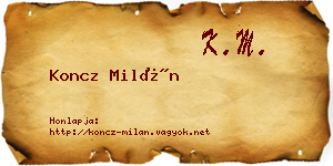 Koncz Milán névjegykártya